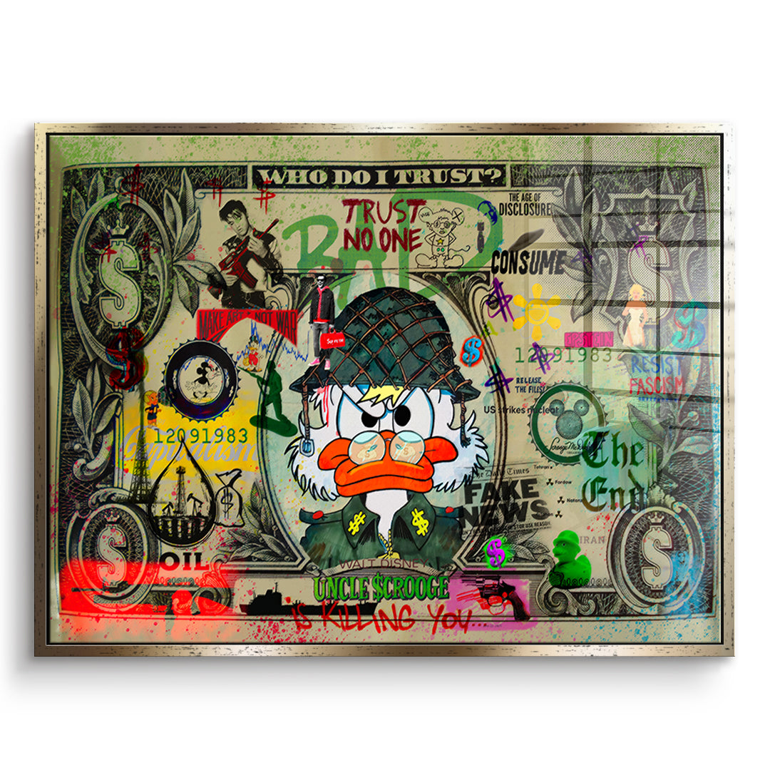DOTCOMCANVAS TRUST NO ONE Acrylglasbild Vorderansicht Gold