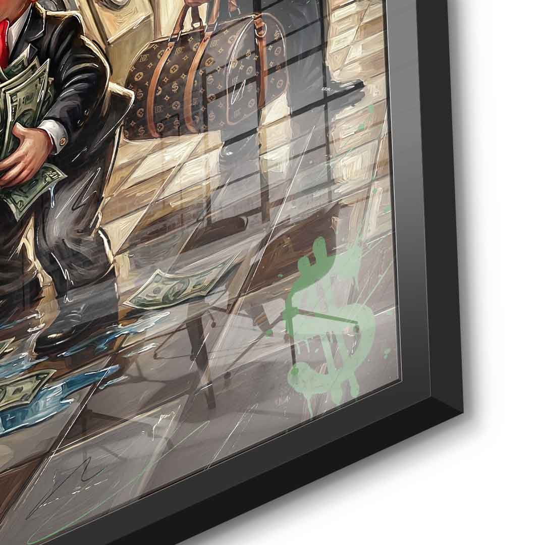 DOTCOMCANVAS® Never Stop Hustlin Acrylglasbild – Detailansicht schwarzer Rahmen