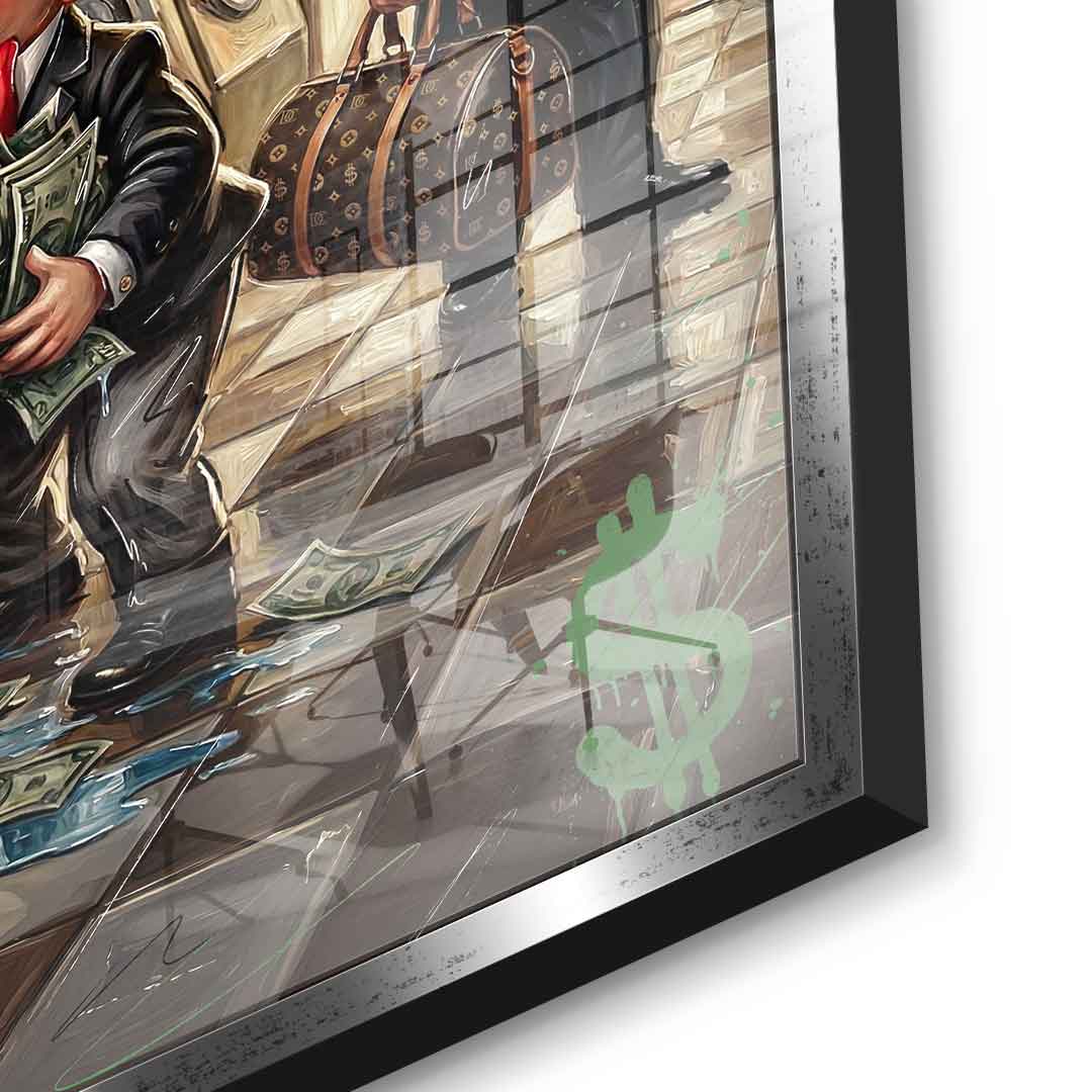 DOTCOMCANVAS® Never Stop Hustlin Acrylglasbild – Detailansicht silberner Rahmen