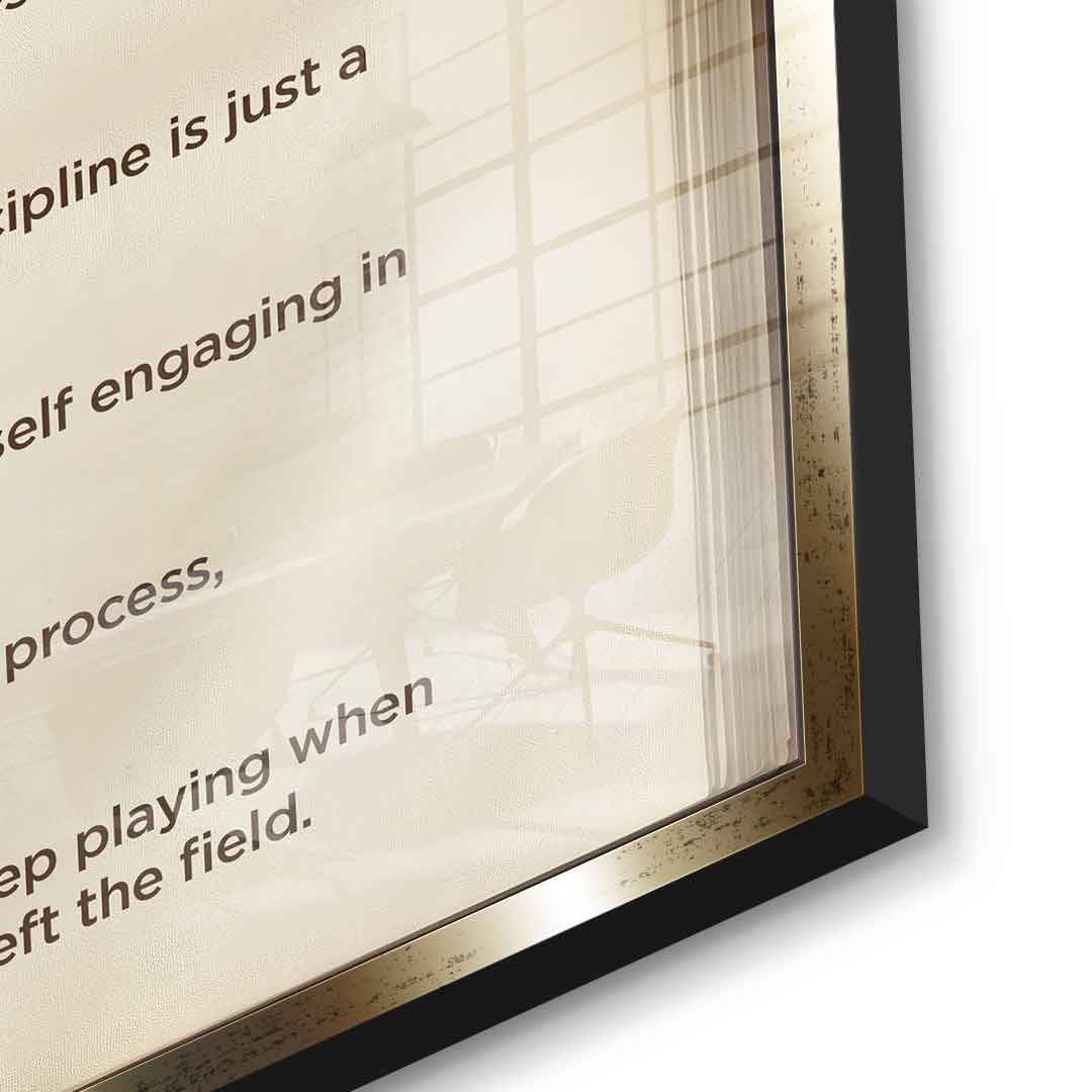 DOTCOMCANVAS® Mindset book Acrylglasbild – Detailansicht goldener Rahmen