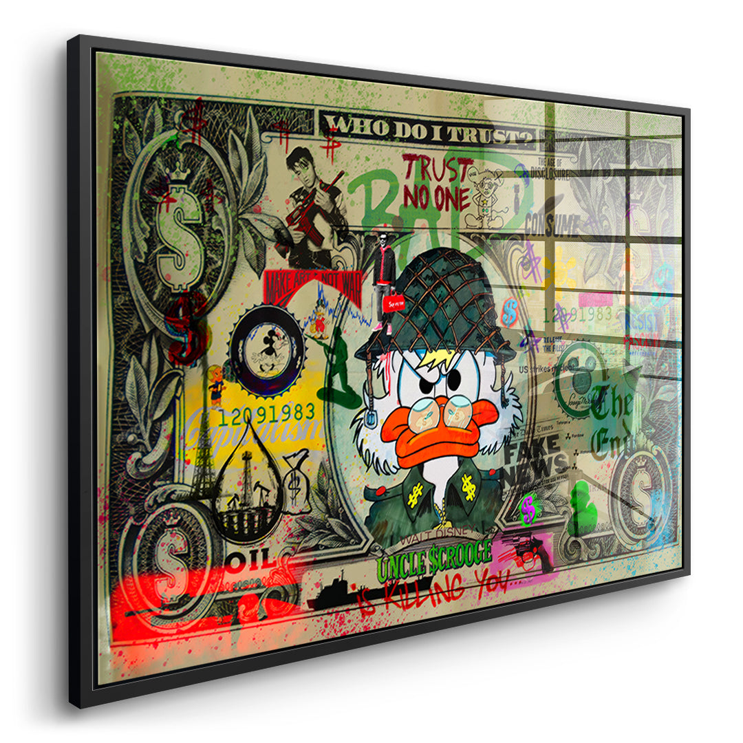 DOTCOMCANVAS TRUST NO ONE Acrylglasbild Seitenansicht Schwarz