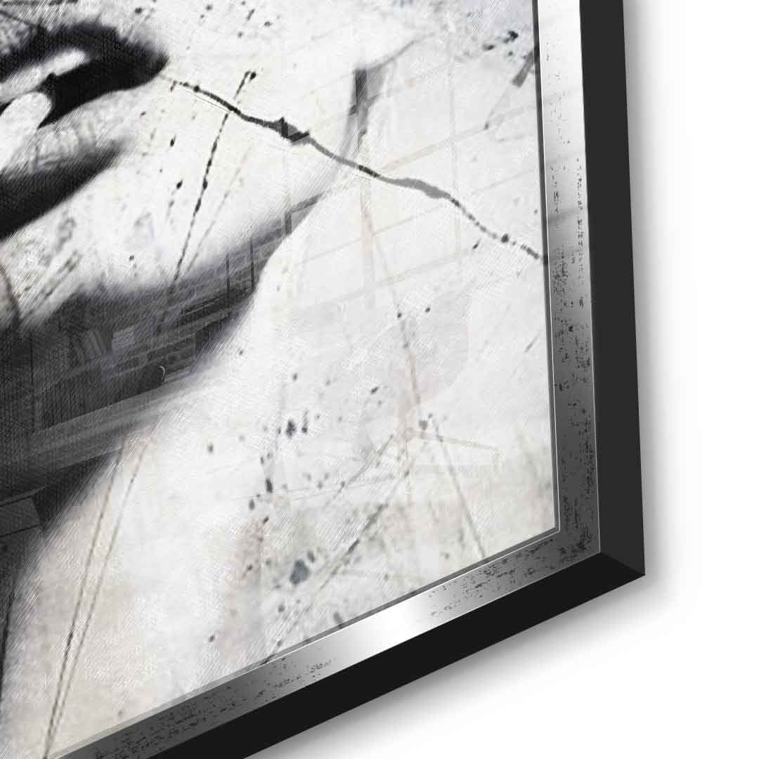 DOTCOMCANVAS® Abstract obsession Acrylglasbild – Detailansicht silberner Rahmen