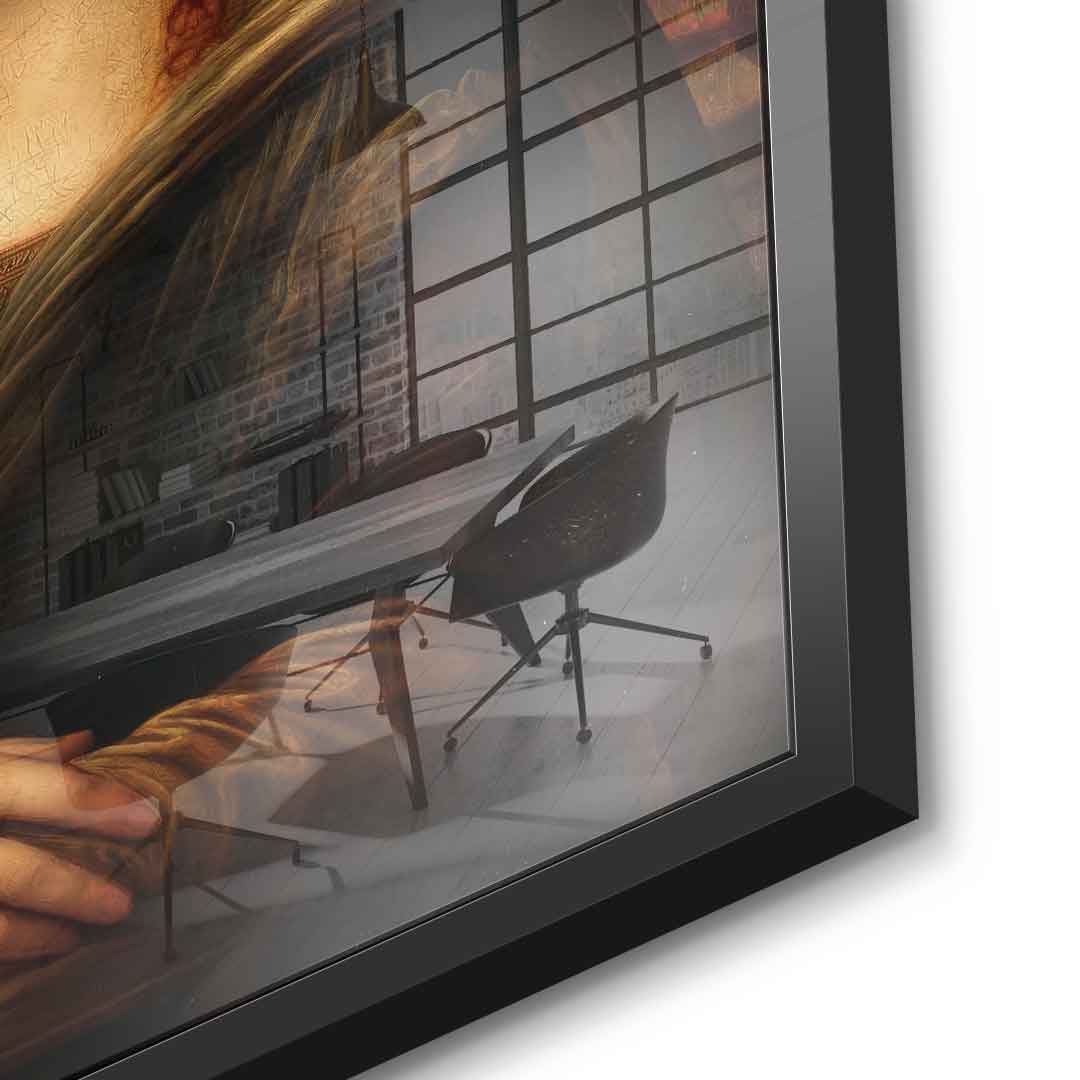 DOTCOMCANVAS Mona Lisa fürs WC 3 Acrylglasbild - Detailansicht schwarzer Rahmen