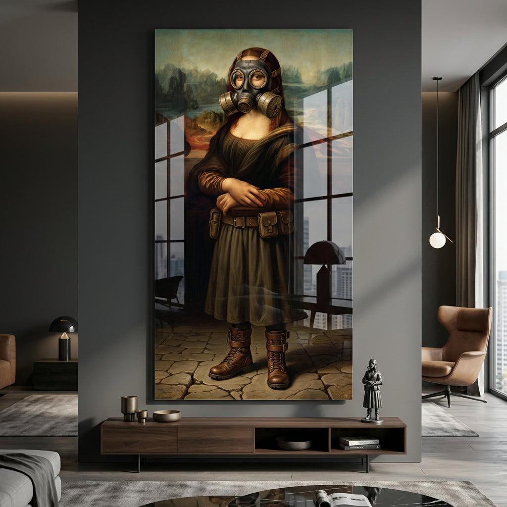 DOTCOMCANVAS Mona Lisa fürs WC 3 Acrylglasbild - Raum-Mockup