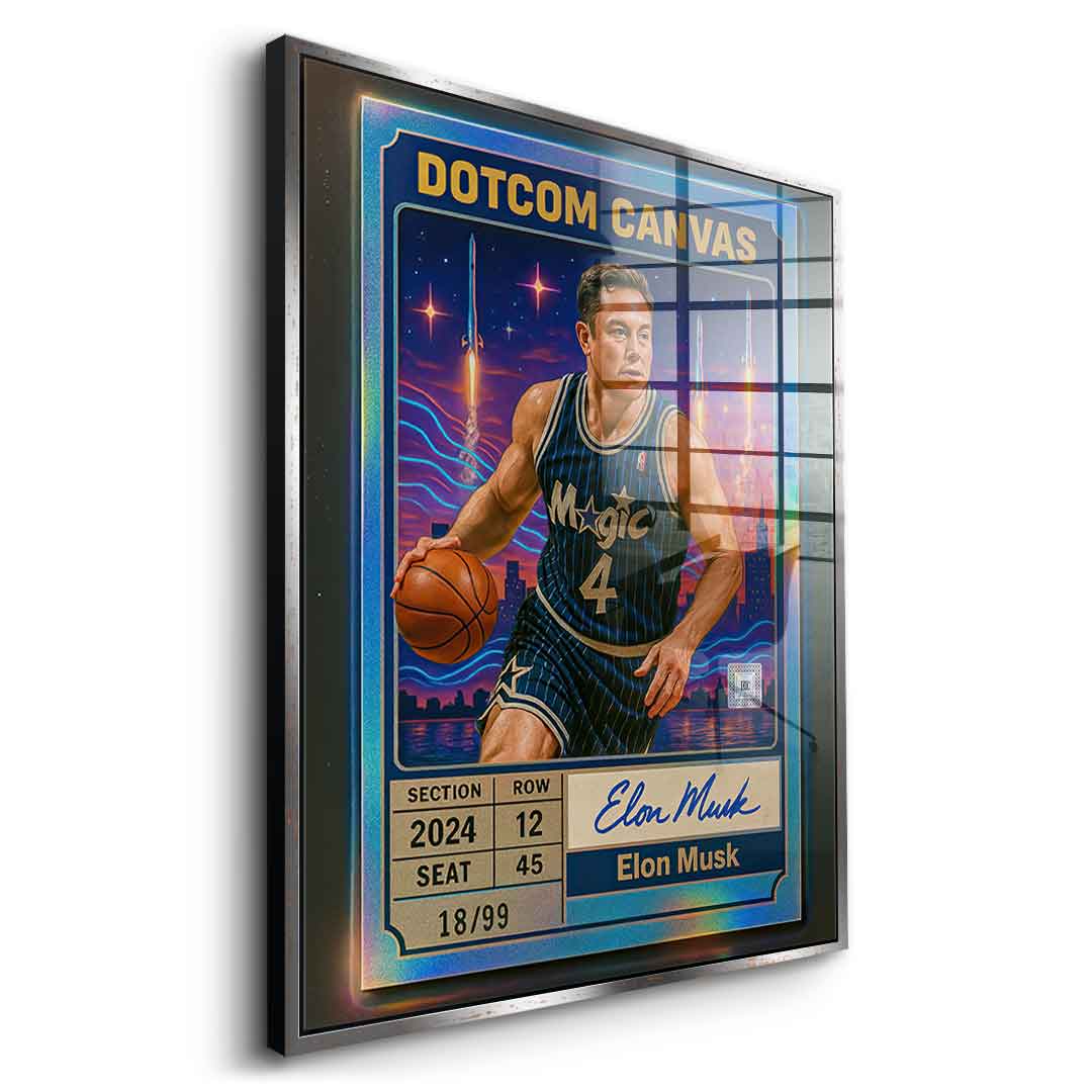DOTCOMCANVAS Elon Musk Basketball Card Acrylglas Seitenansicht