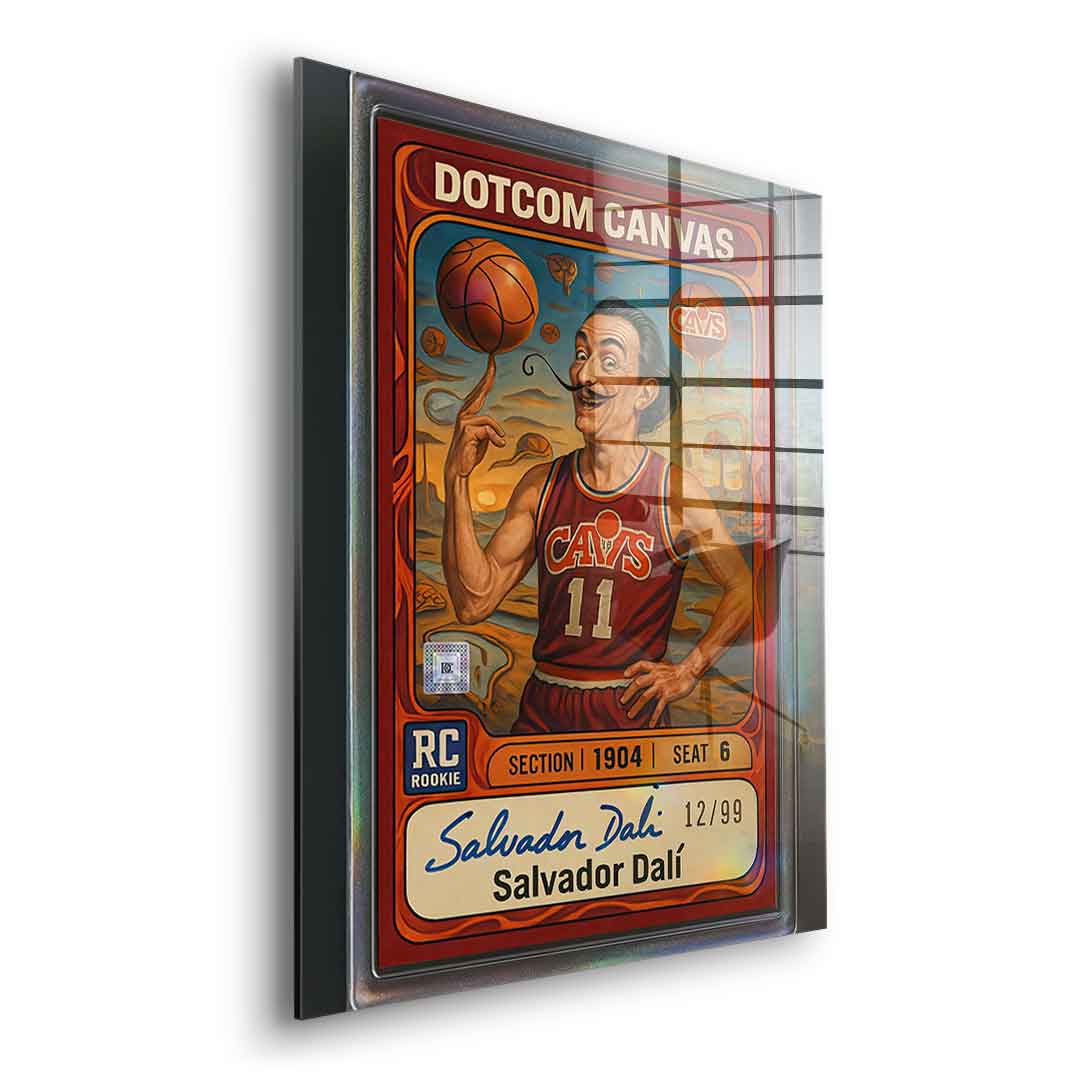 DOTCOMCANVAS® Salvador Dali Basketball Card Acrylglasbild – Seitenansicht ohne Rahmen