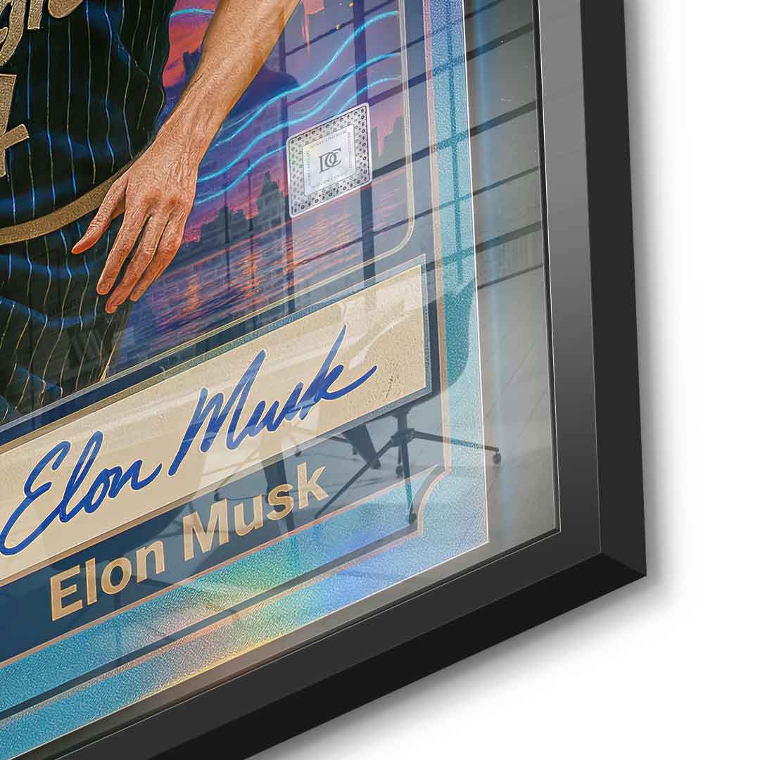 DOTCOMCANVAS Elon Musk Basketball Card Acrylglas Detail
