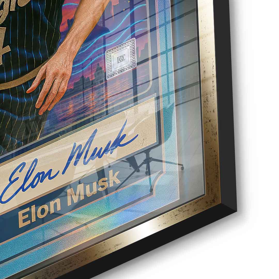 DOTCOMCANVAS Elon Musk Basketball Card Acrylglas Detail