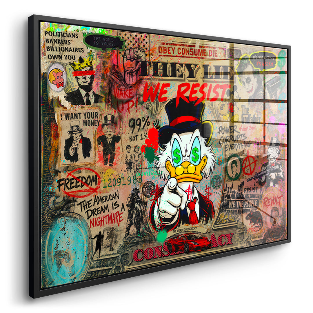DOTCOMCANVAS WAKE UP! Acrylglasbild Seitenansicht schwarzer Rahmen