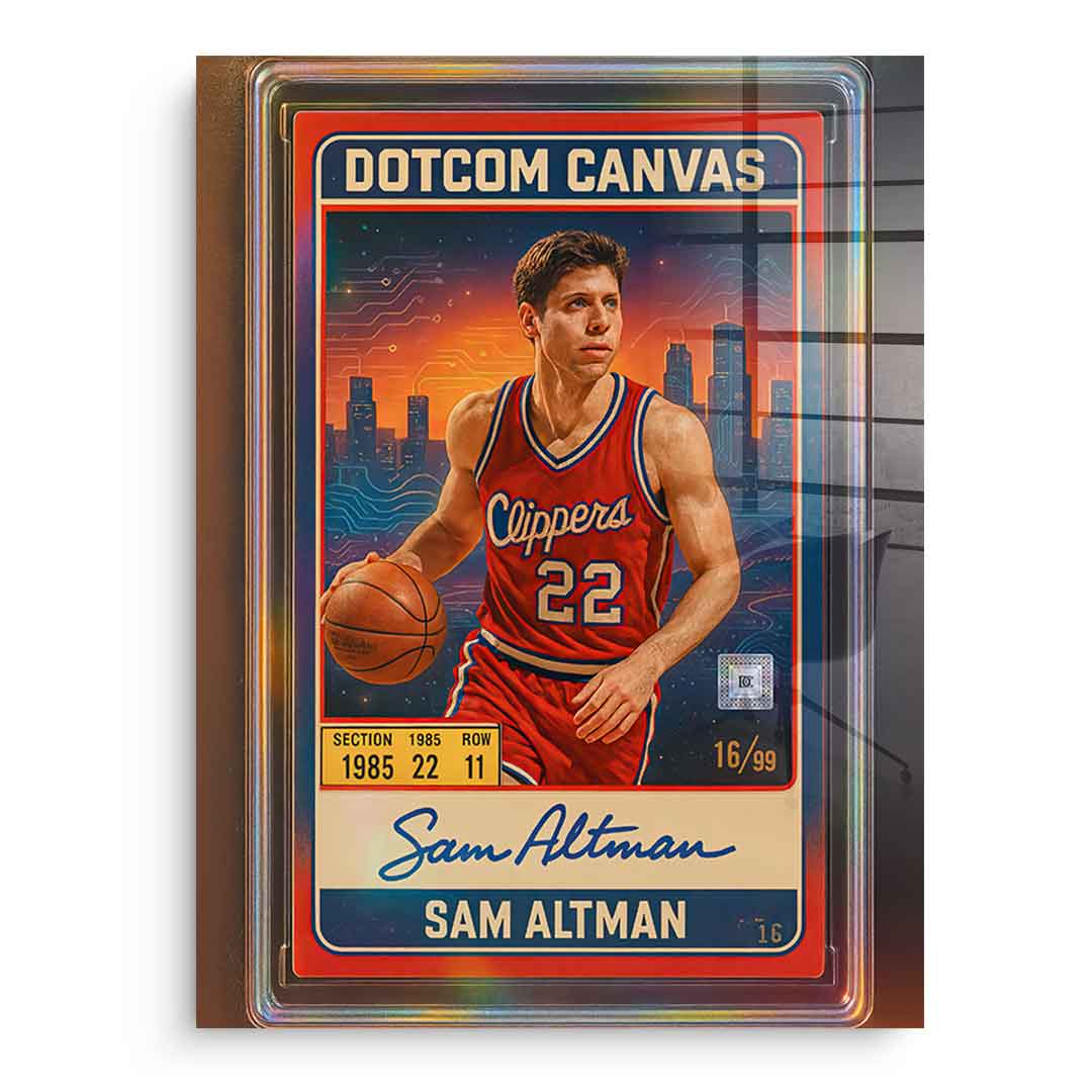 DOTCOMCANVAS Sam Altman Basketball Card Acrylglasbild Frontansicht ohne Rahmen