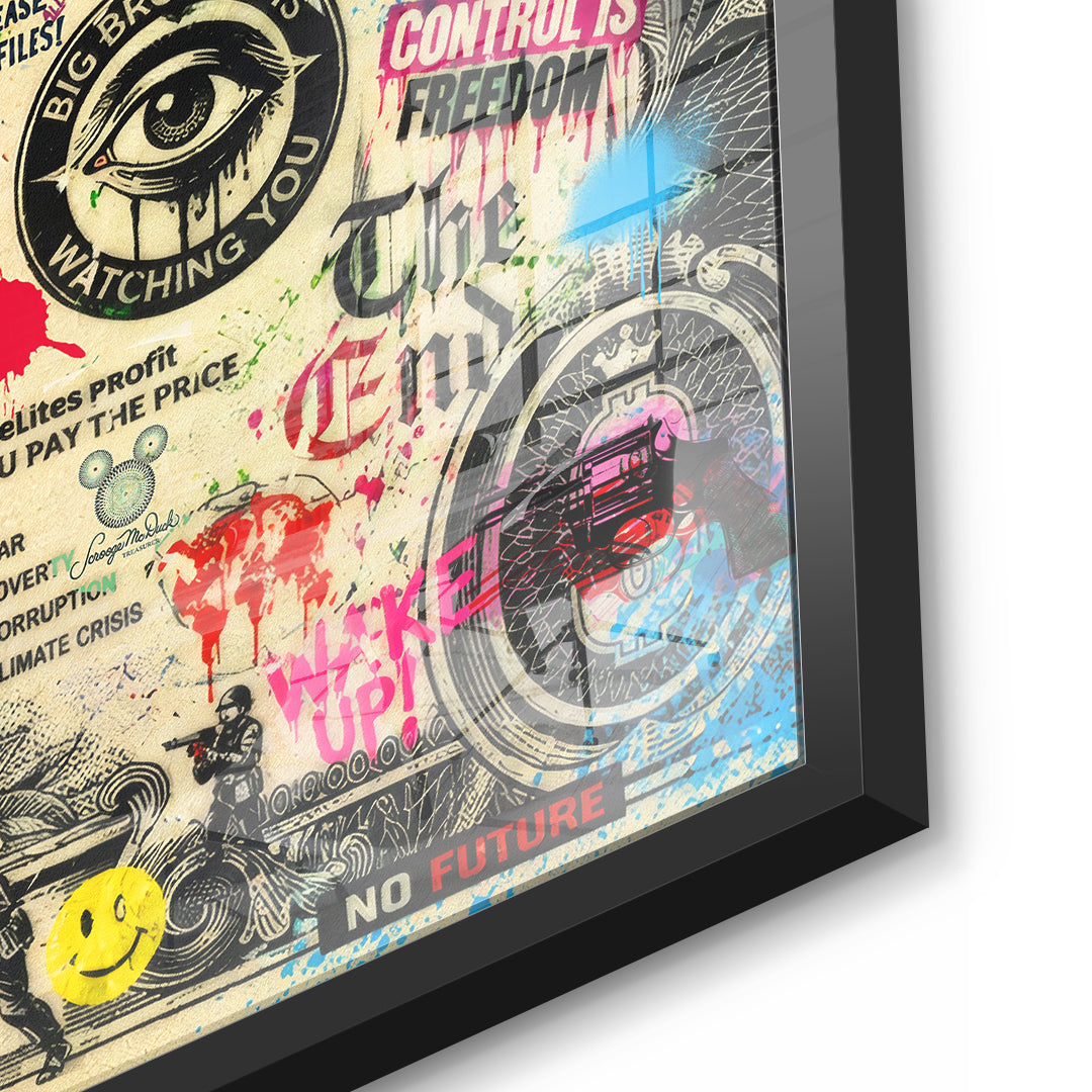 THE FUTURE IS NOT FOR SALE Acrylglasbild Detail Schwarzer Rahmen