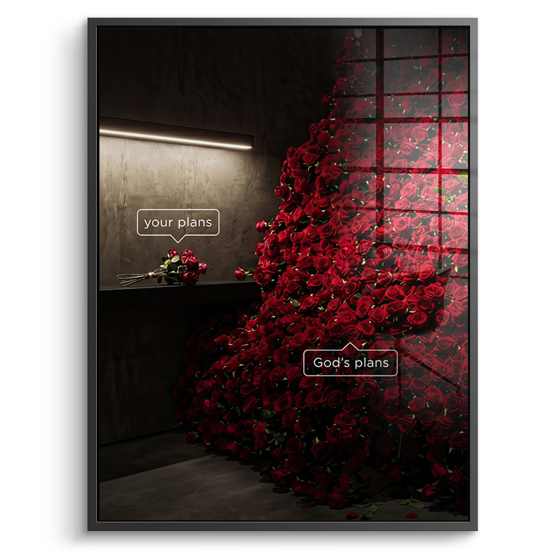 DOTCOMCANVAS Your Plans vs God's Plans Acrylglasbild Vorderansicht schwarzer Rahmen