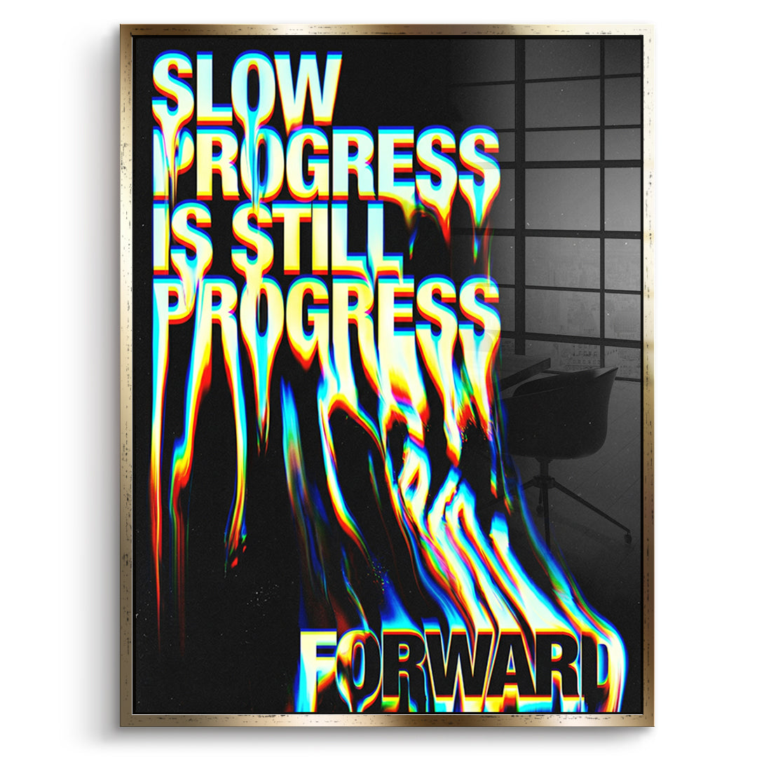 DOTCOMCANVAS Slow Process Acrylglasbild Vorderansicht Goldener Rahmen
