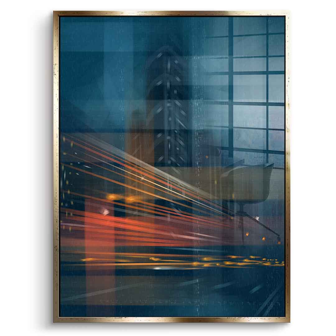 City Night Agility - Acrylglasbild Goldener Rahmen