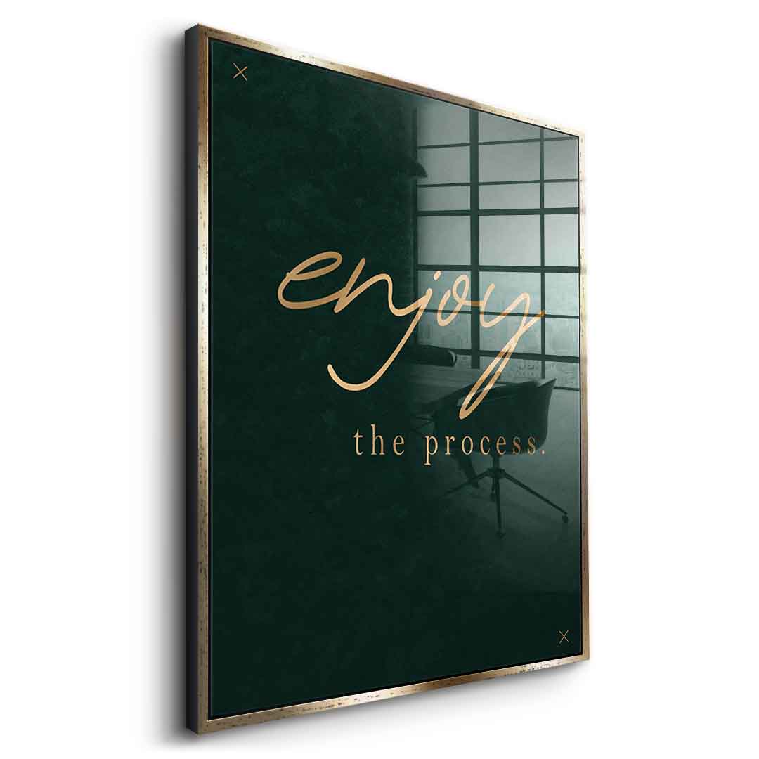 DOTCOMCANVAS® Enjoy Acrylglasbild – Seitenansicht Silber