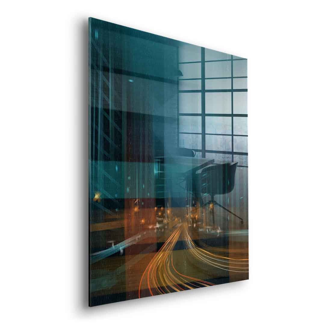 City in the Rhythm of Light Acrylglasbild Seitenansicht ohne Rahmen
