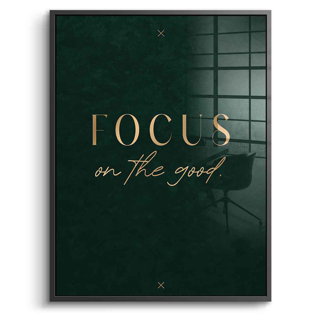 DOTCOMCANVAS FOCUS Acrylglasbild – Frontansicht im schwarzen Premium-Rahmen
