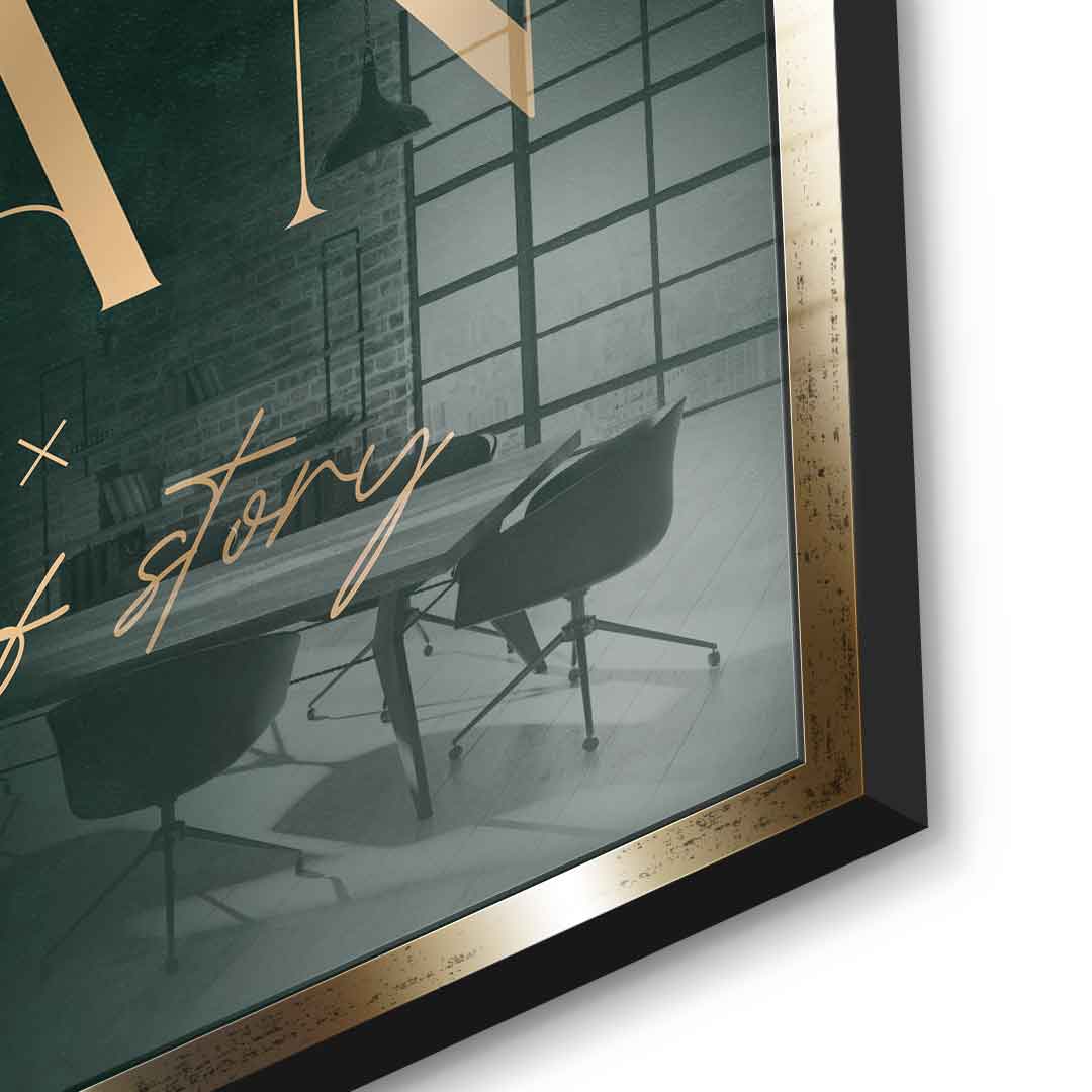 YOU CAN Acrylglasbild Detailansicht goldener Rahmen