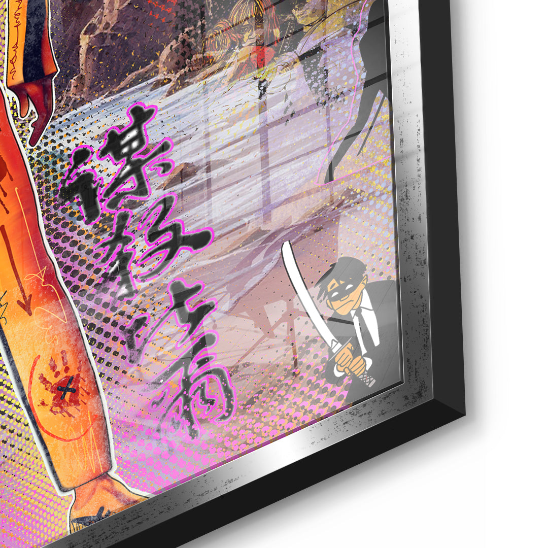DOTCOMCANVAS Yellow Vengeance Acrylglasbild Detailansicht mit silbernem Rahmen