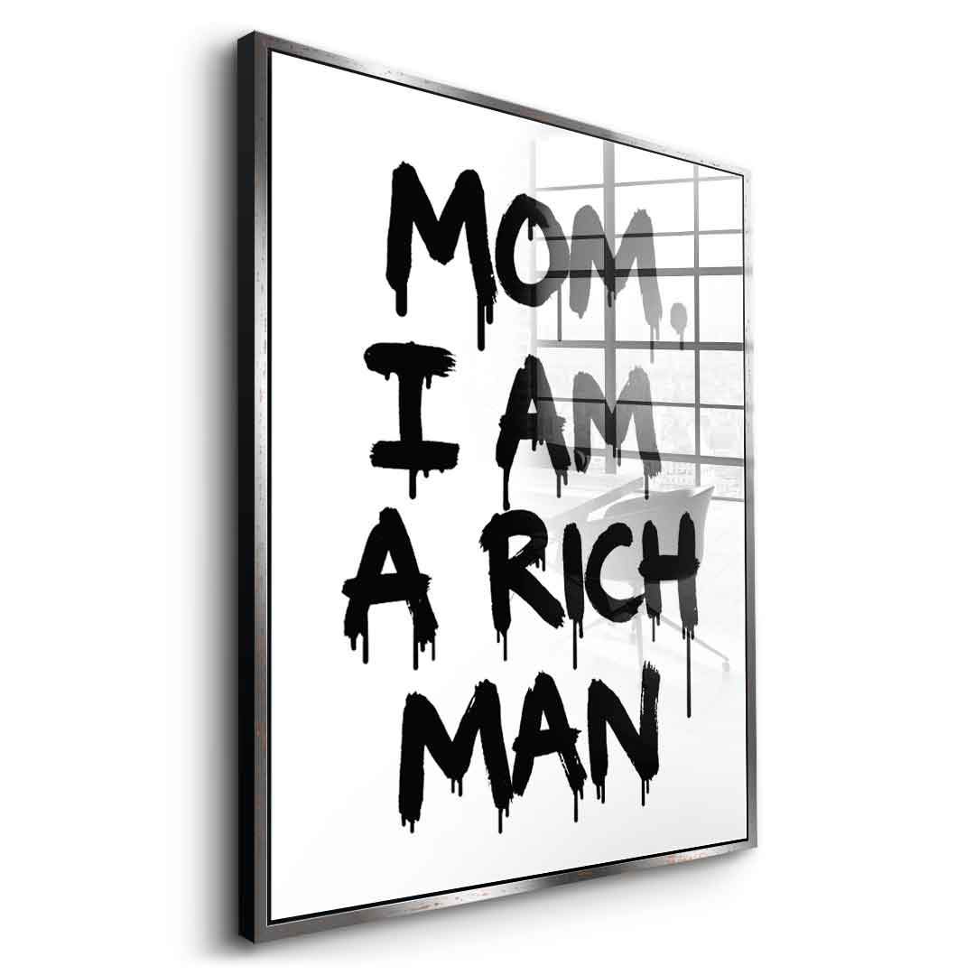 DOTCOMCANVAS Mom, I am a Rich, Man. Acrylglasbild Seitenansicht Gold Rahmen