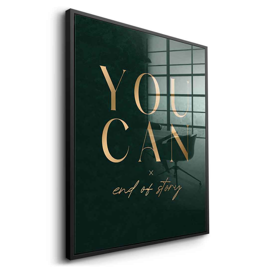 YOU CAN Acrylglasbild mit schwarzem Rahmen – Seitenansicht