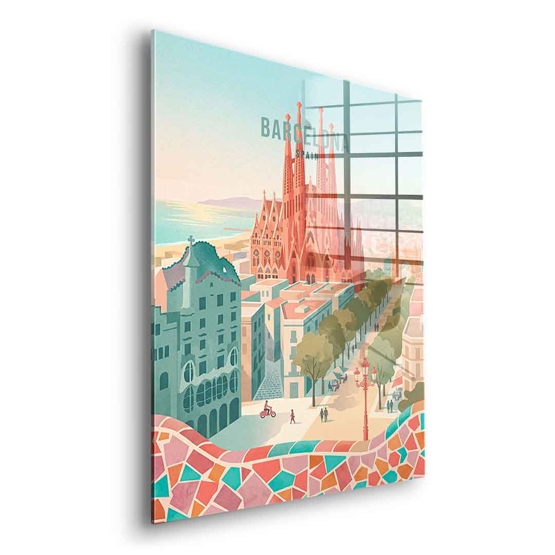 DOTCOMCANVAS Barcelona Acrylglasbild Seitenansicht ohne Rahmen
