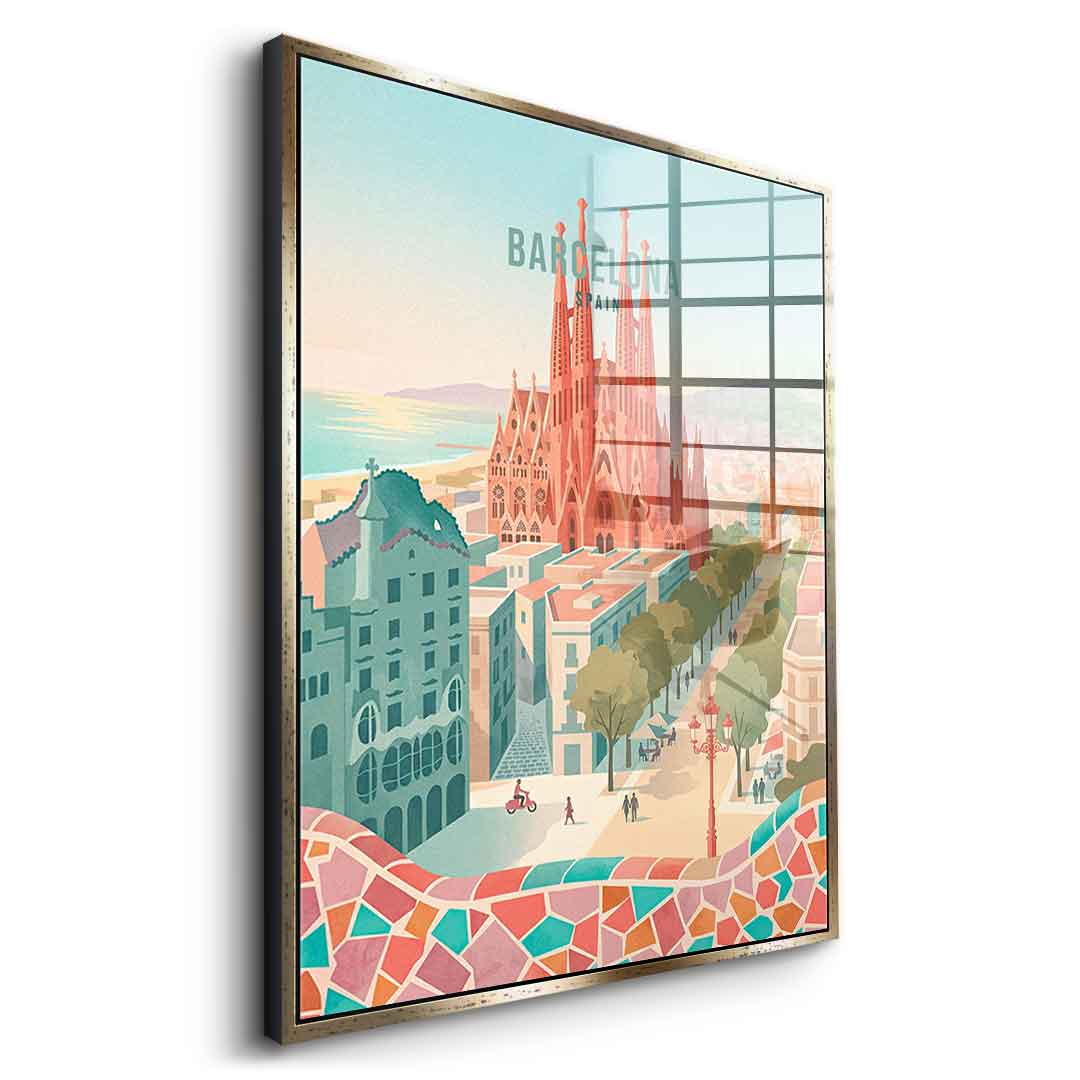 DOTCOMCANVAS Barcelona Acrylglasbild Seitenansicht silber