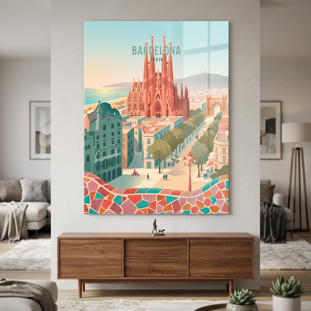 DOTCOMCANVAS Barcelona Acrylglasbild im Raum Beispiel