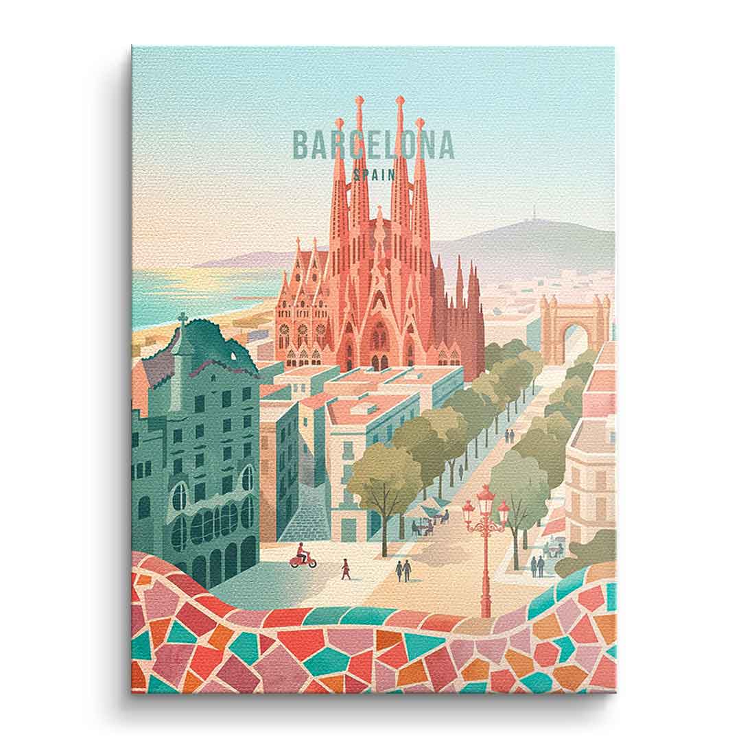 DOTCOMCANVAS Barcelona Leinwandbild Seitenansicht gold