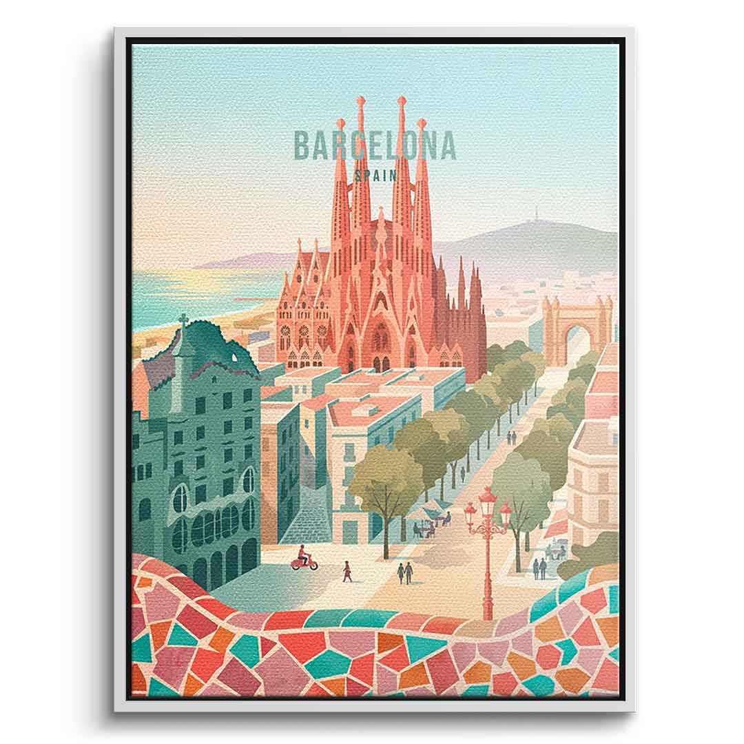 DOTCOMCANVAS Barcelona Leinwandbild Seitenansicht weiss