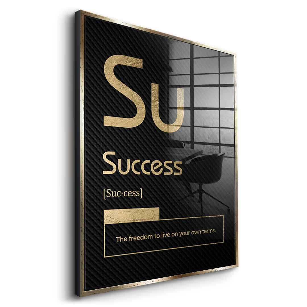DOTCOMCANVAS® Success (Su) Acrylglasbild Version Schwarz – Seitenansicht Schwarz