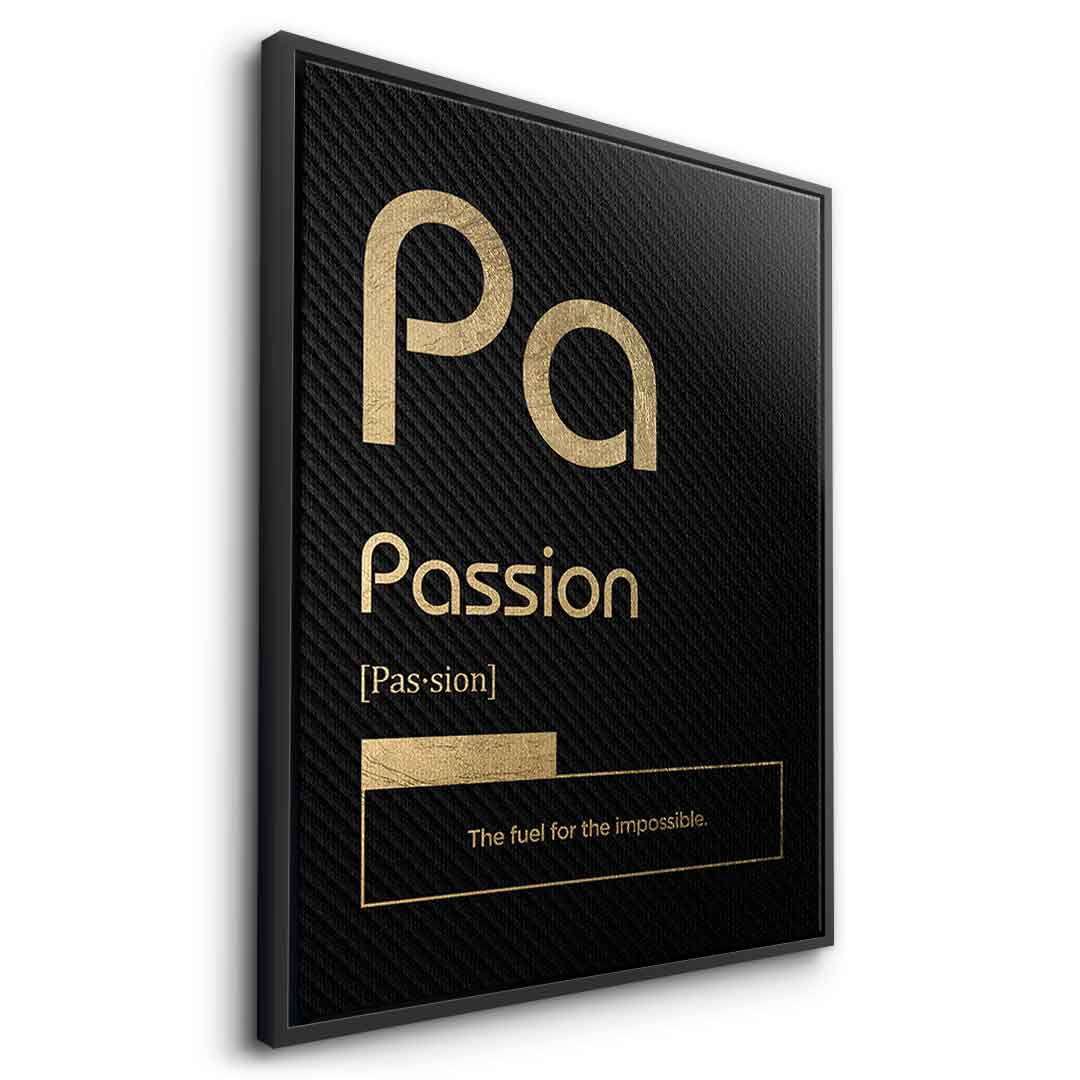DOTCOMCANVAS® Passion (Pa) Leinwandbild Version Schwarz – Seitenansicht Schwarz