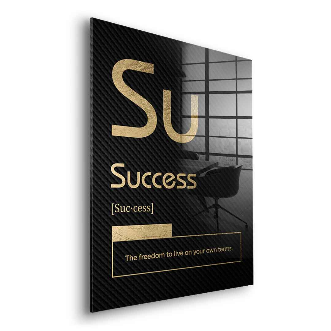 DOTCOMCANVAS® Success (Su) Acrylglasbild Version Schwarz – Seitenansicht Silber