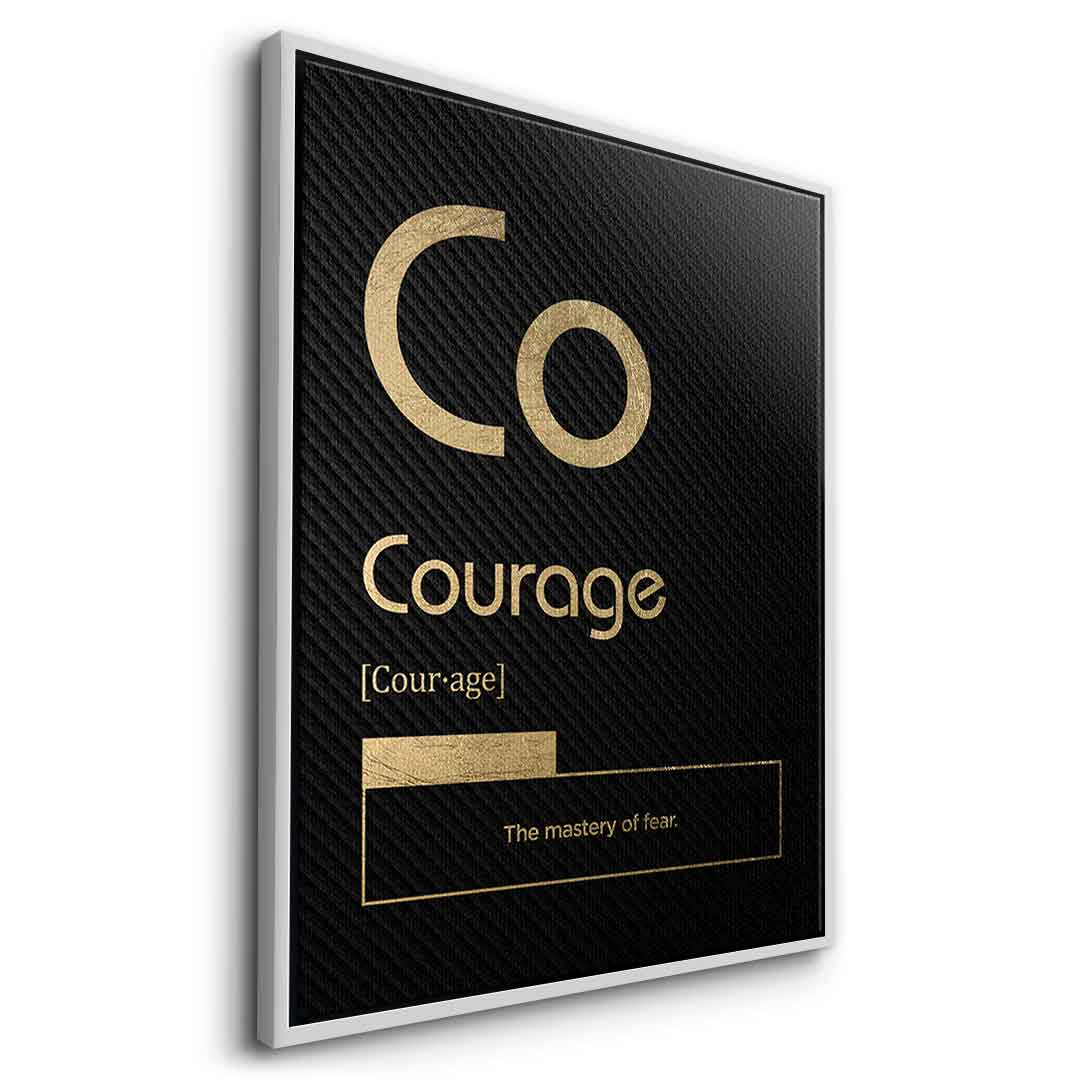 DOTCOMCANVAS® Courage (Co) Leinwandbild Version Schwarz – Seitenansicht Silber