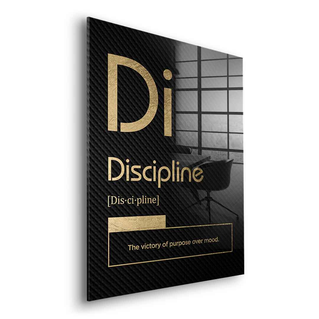 DOTCOMCANVAS® Discipline (Di) Acrylglasbild Version Schwarz – Seitenansicht Silber