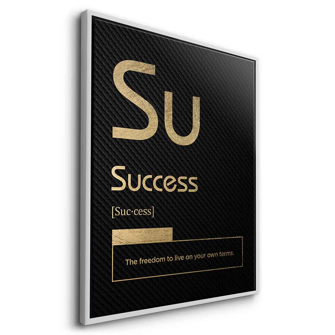 DOTCOMCANVAS® Success (Su) Leinwandbild Version Schwarz – Seitenansicht Silber
