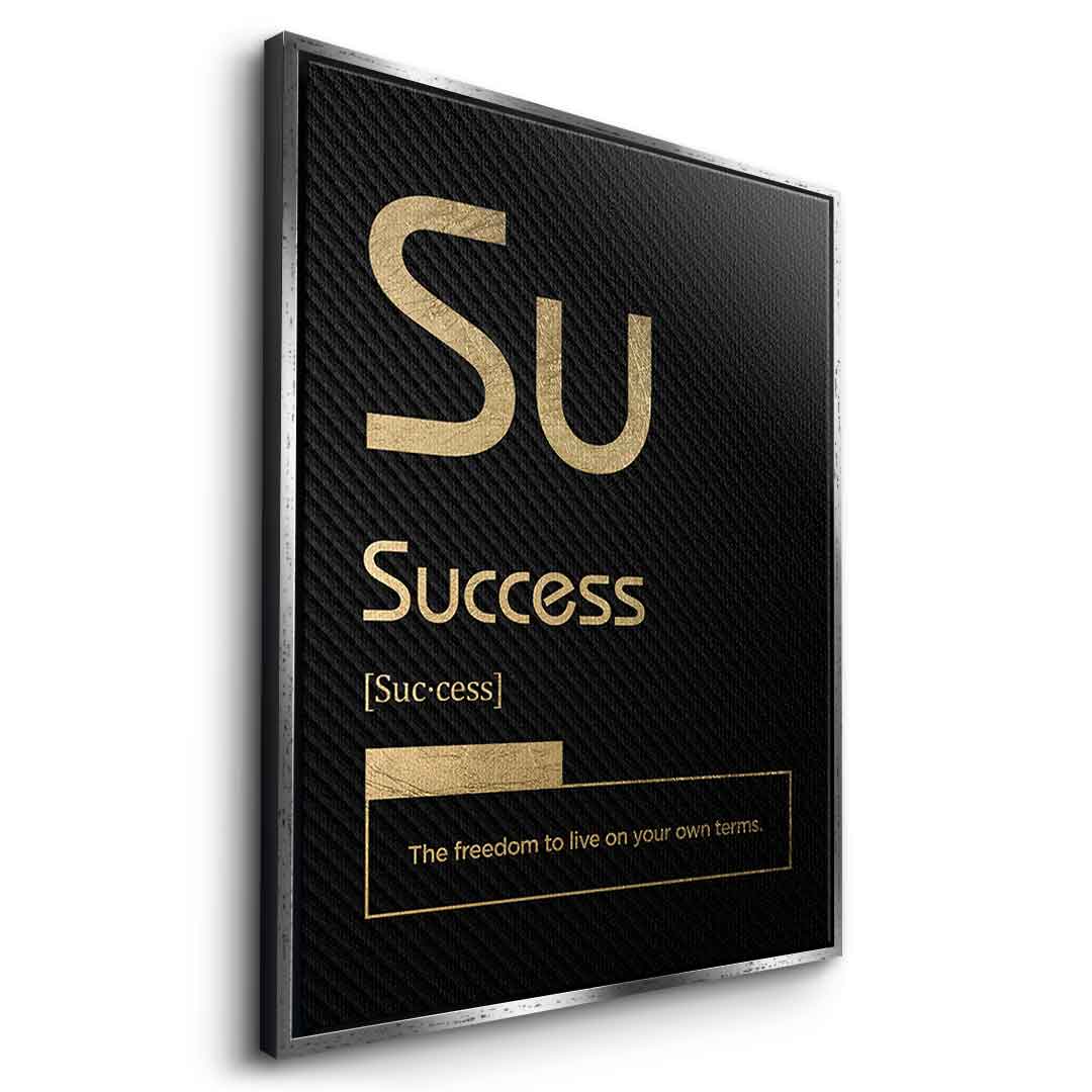DOTCOMCANVAS® Success (Su) Leinwandbild Version Schwarz – Seitenansicht Weiß