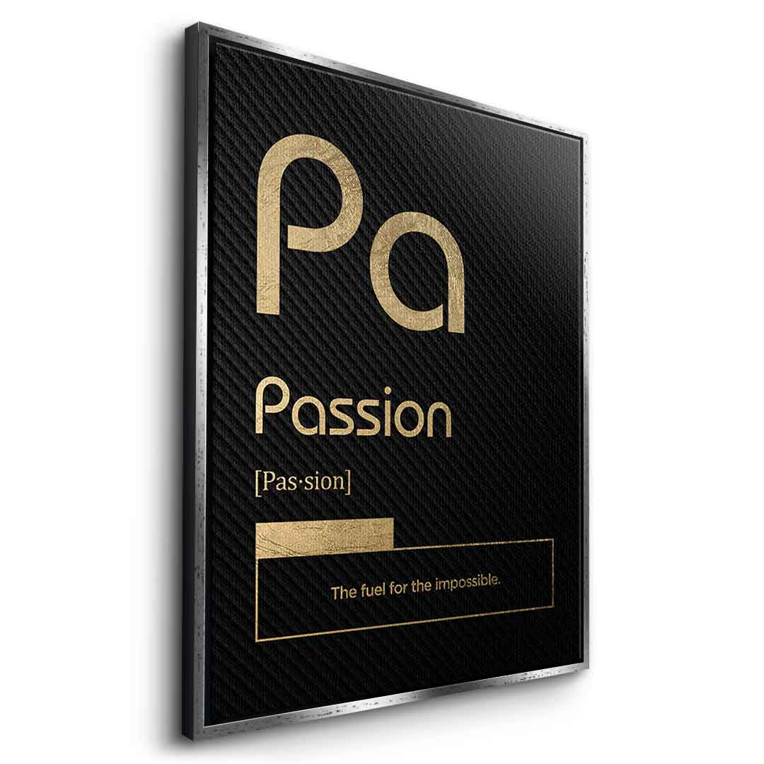 DOTCOMCANVAS® Passion (Pa) Leinwandbild Version Schwarz – Seitenansicht Weiß