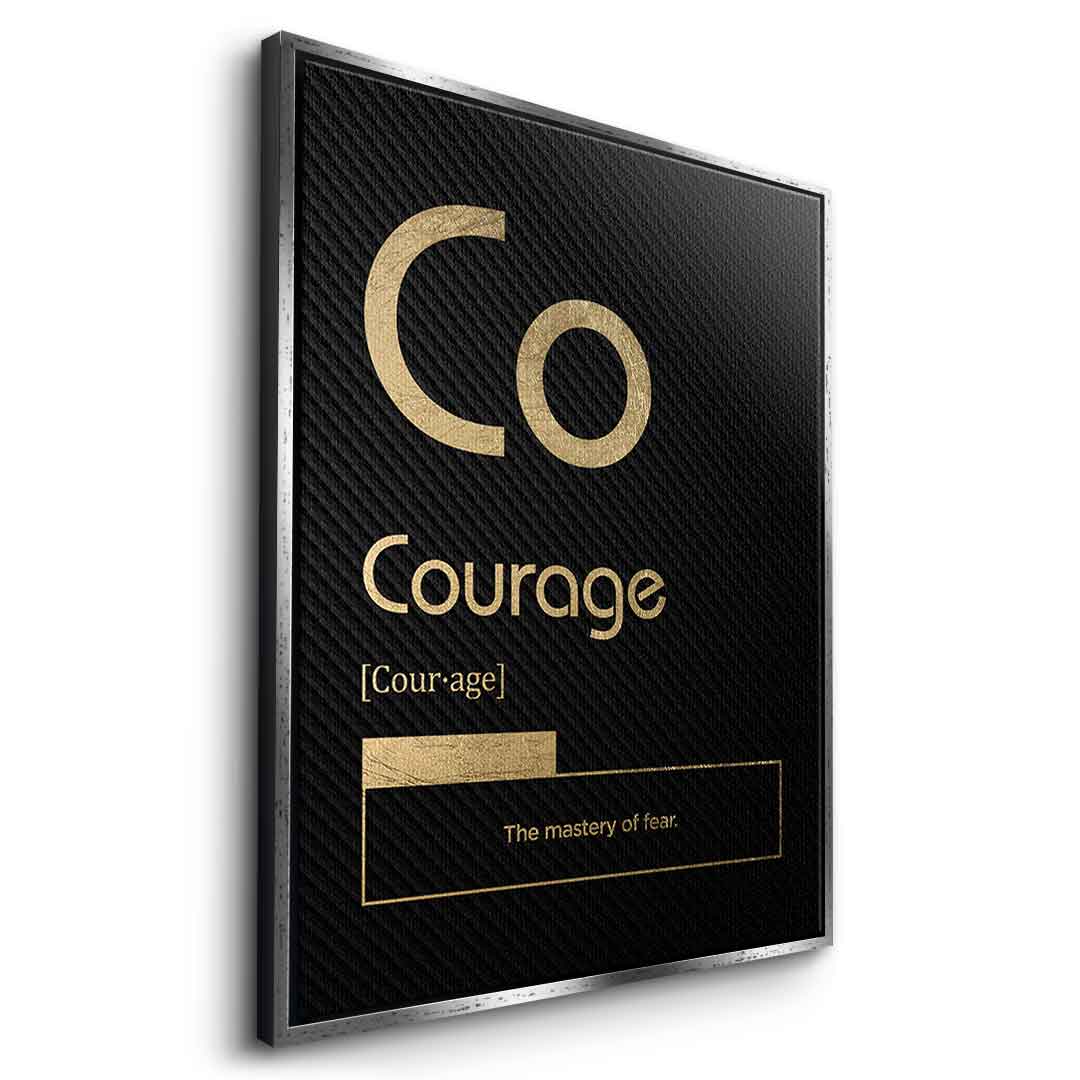 DOTCOMCANVAS® Courage (Co) Leinwandbild Version Schwarz – Seitenansicht Weiß