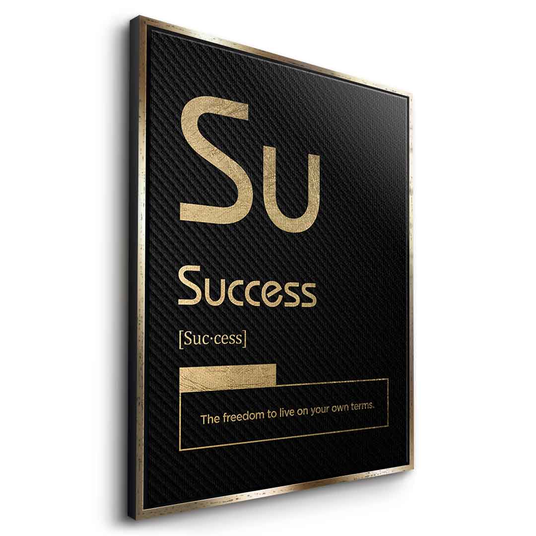 DOTCOMCANVAS® Success (Su) Leinwandbild Version Schwarz – Seitenansicht Gold