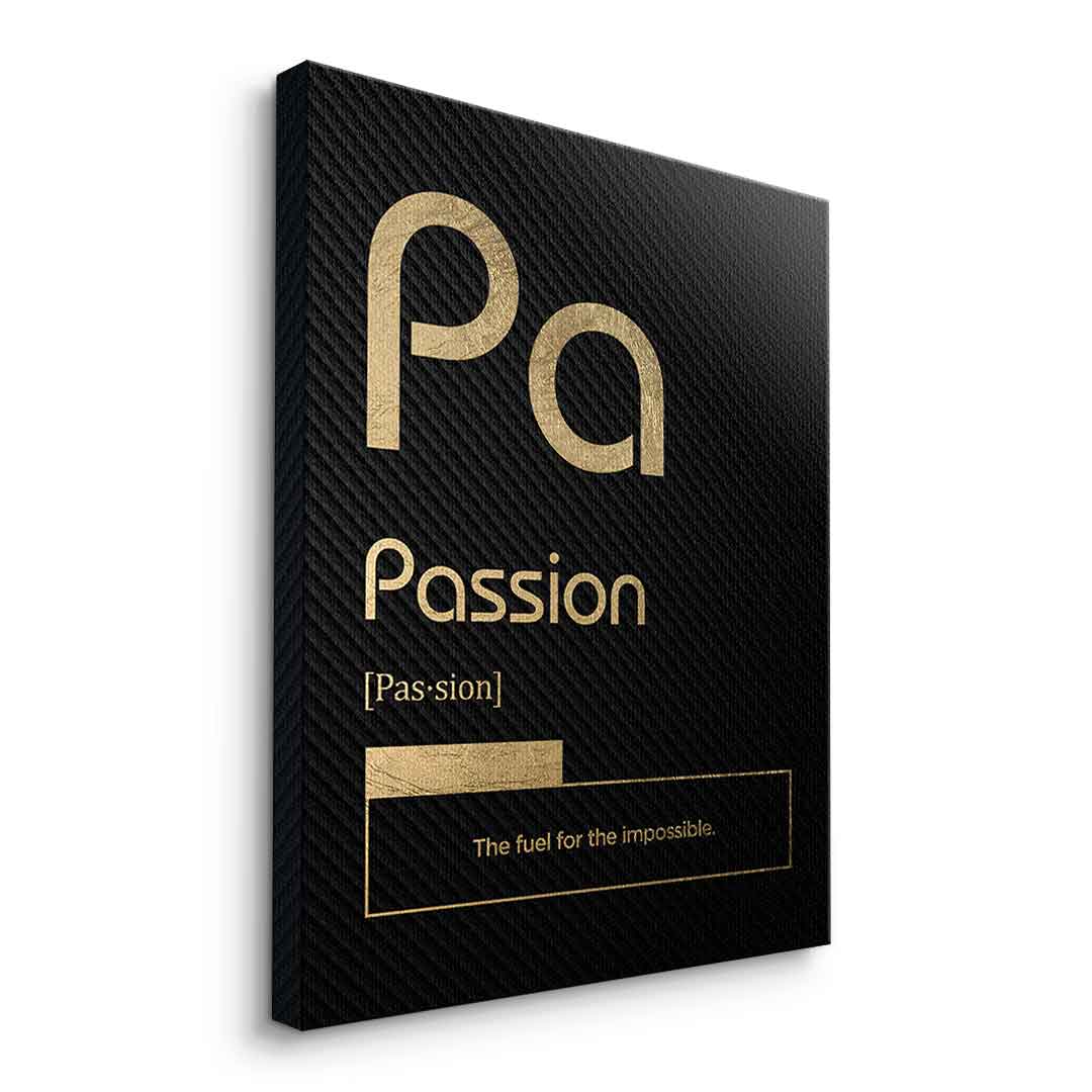 DOTCOMCANVAS® Passion (Pa) Leinwandbild Version Schwarz – Seitenansicht Ohne Rahmen