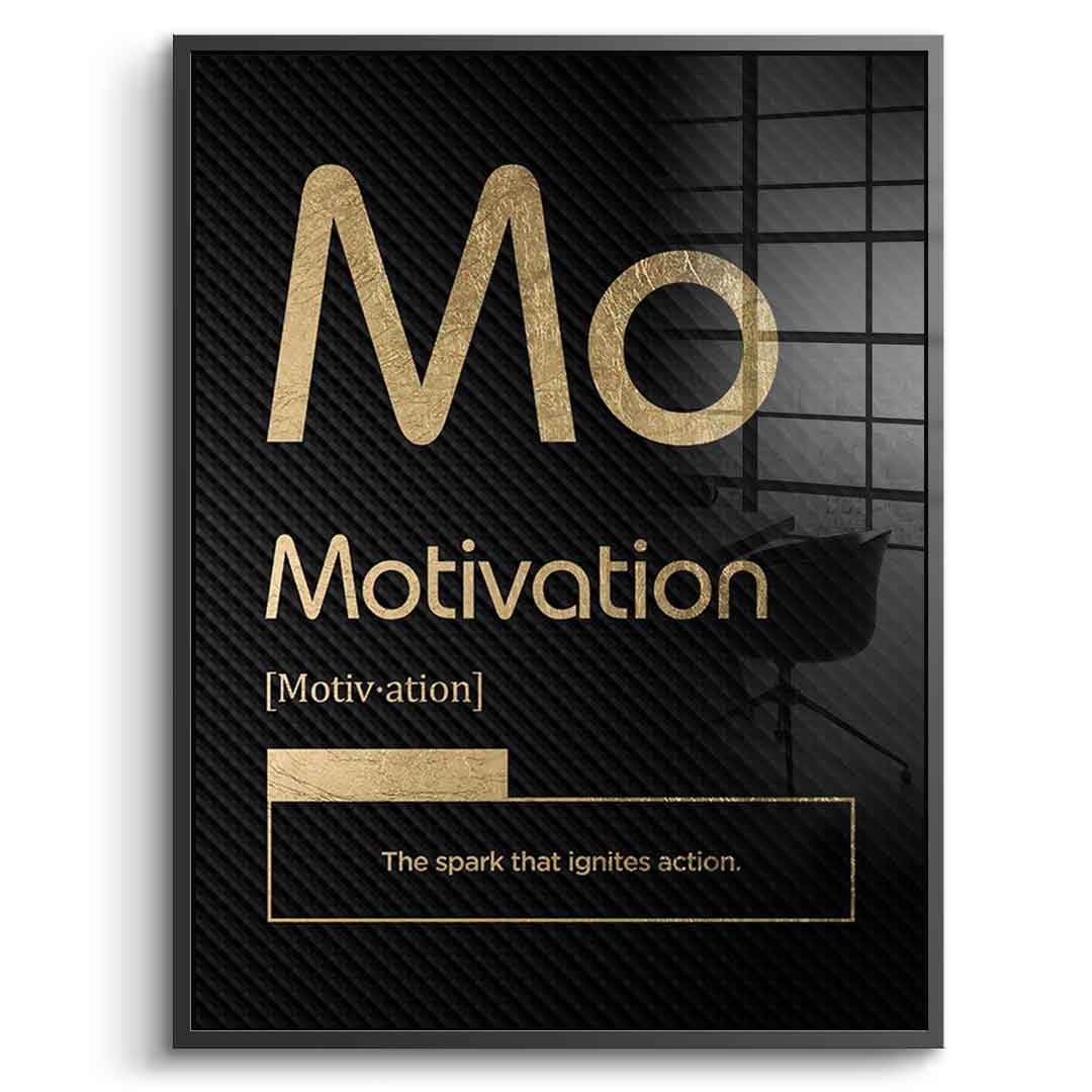 DOTCOMCANVAS® Motivation (Mo) Acrylglasbild Version Schwarz – Echtheitszertifikat