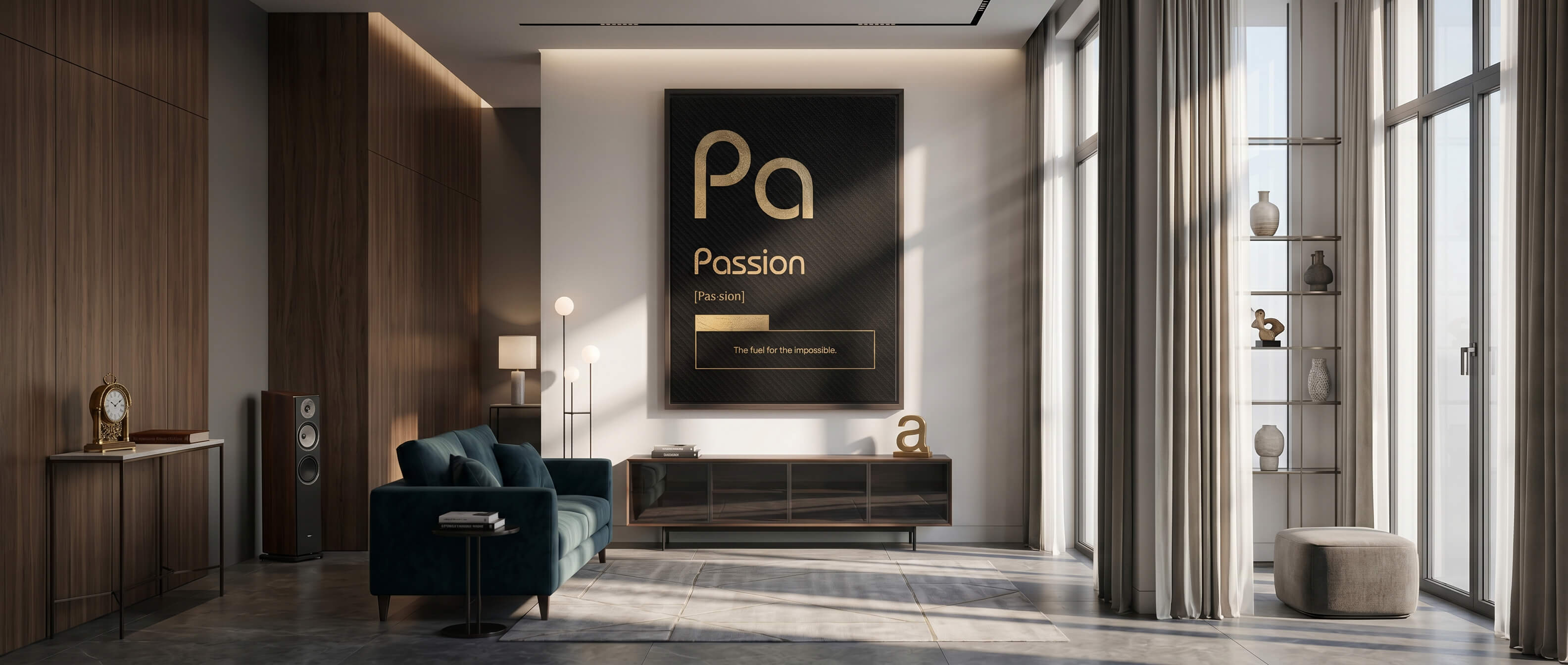 DOTCOMCANVAS® Passion (Pa) Leinwandbild Schwarz – Banner