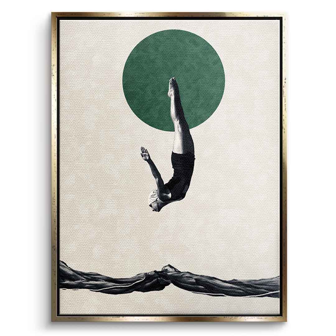 DOTCOMCANVAS® Dive Leinwandbild – Vorderansicht goldener Rahmen