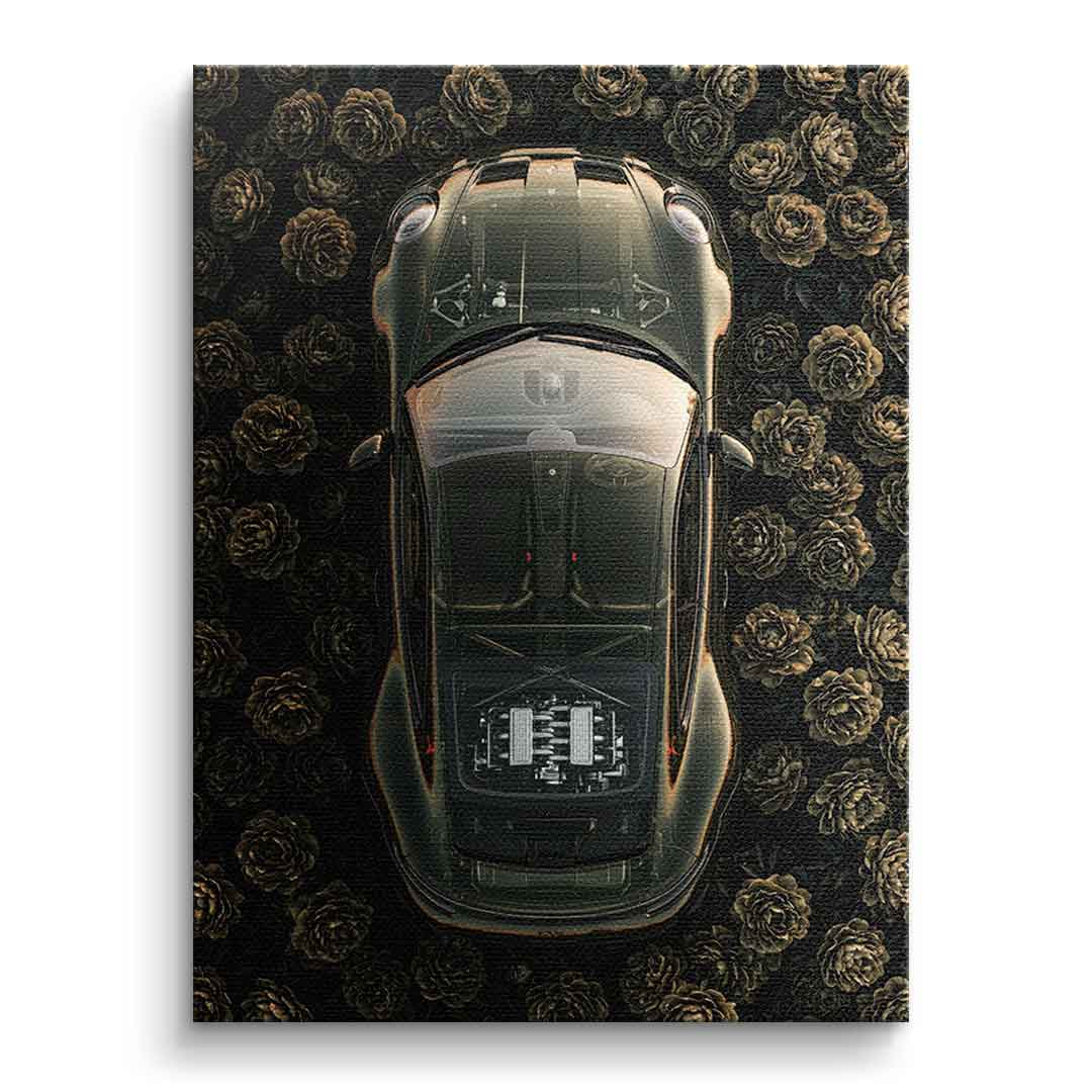 DOTCOMCANVAS® Porsche in flowers Leinwandbild – Vorderansicht ohne Rahmen