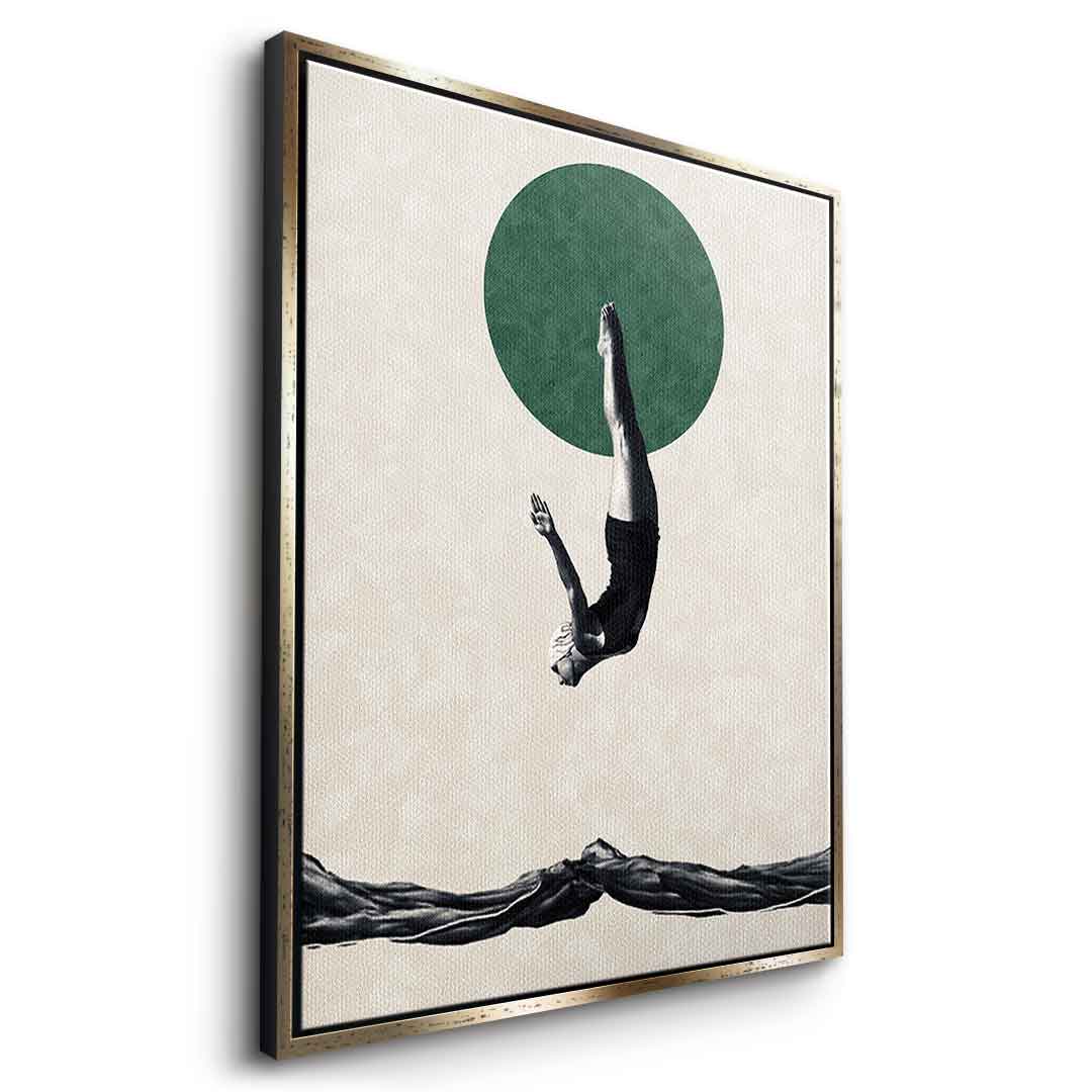DOTCOMCANVAS® Dive Leinwandbild – Seitenansicht goldener Rahmen