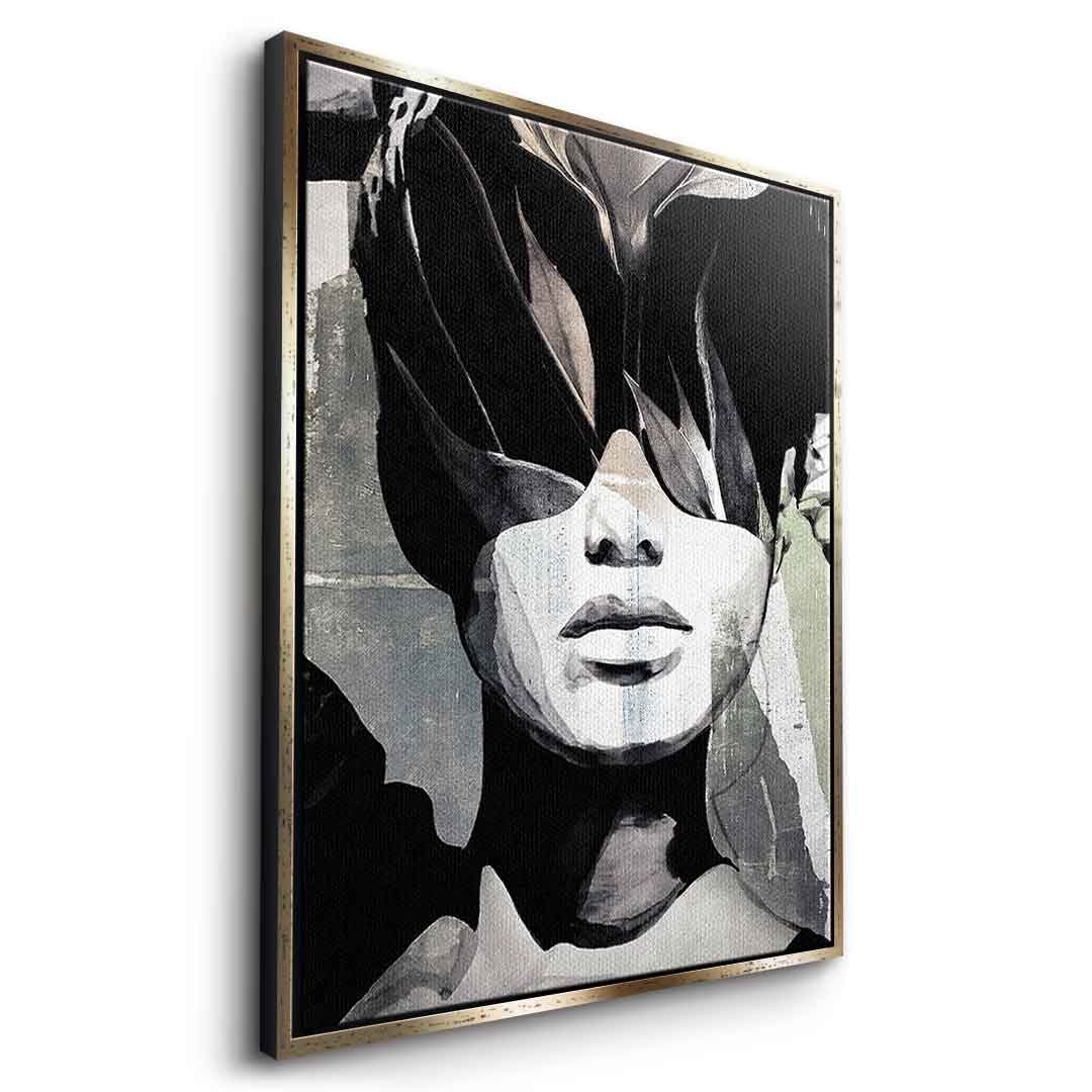 DOTCOMCANVAS® Abstract intergration Leinwandbild – Seitenansicht goldener Rahmen