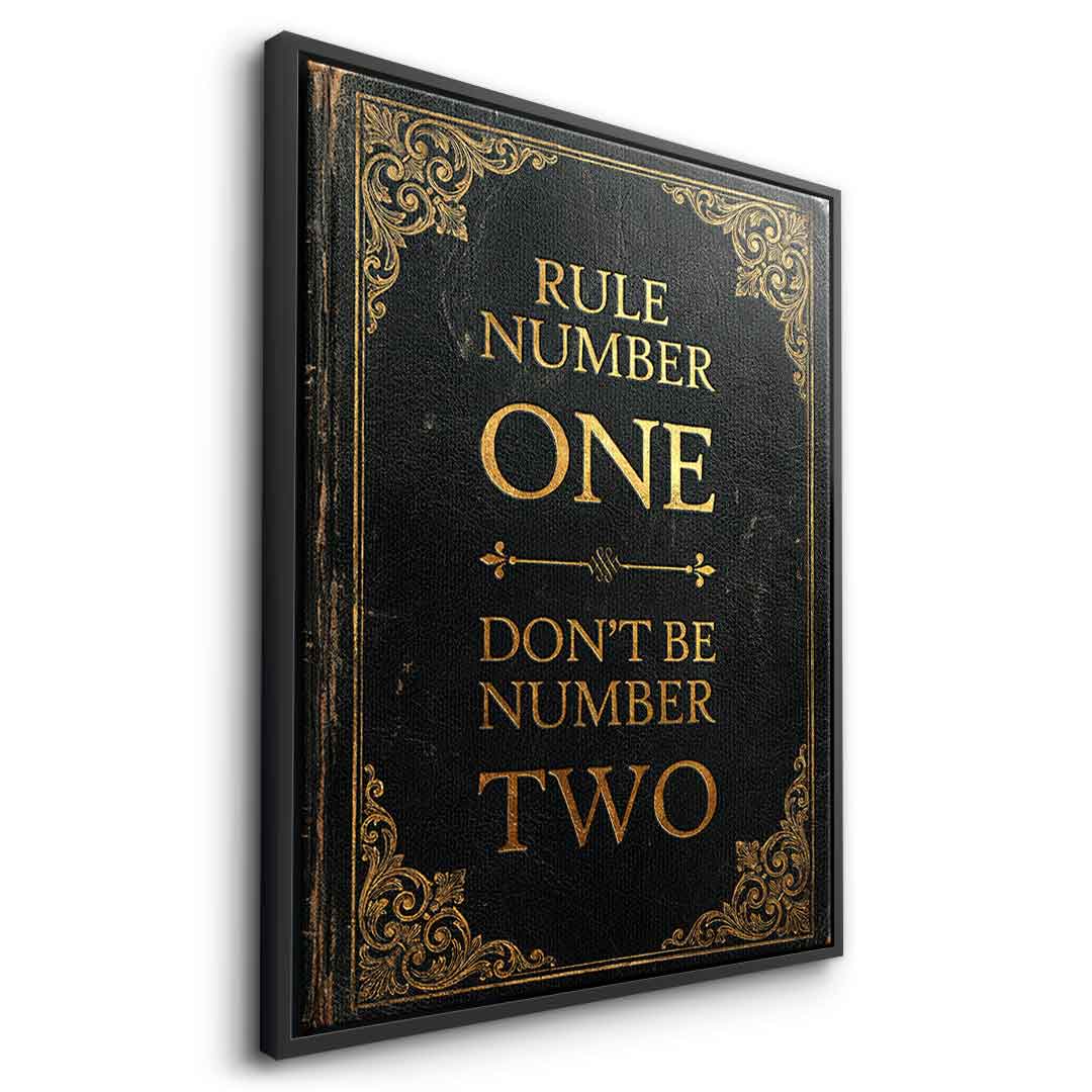 DOTCOMCANVAS® Rule Number One Leinwandbild – Seitenansicht schwarzer Rahmen