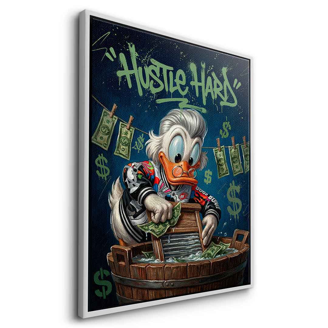 DOTCOMCANVAS® Hustle Hard Leinwandbild – Seitenansicht silberner Rahmen