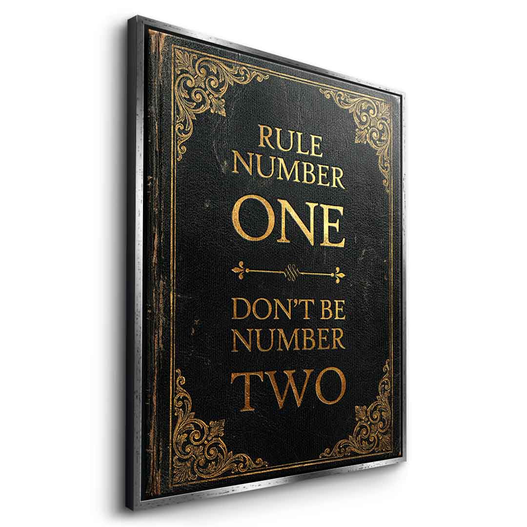 DOTCOMCANVAS® Rule Number One Leinwandbild – Seitenansicht weißer Rahmen